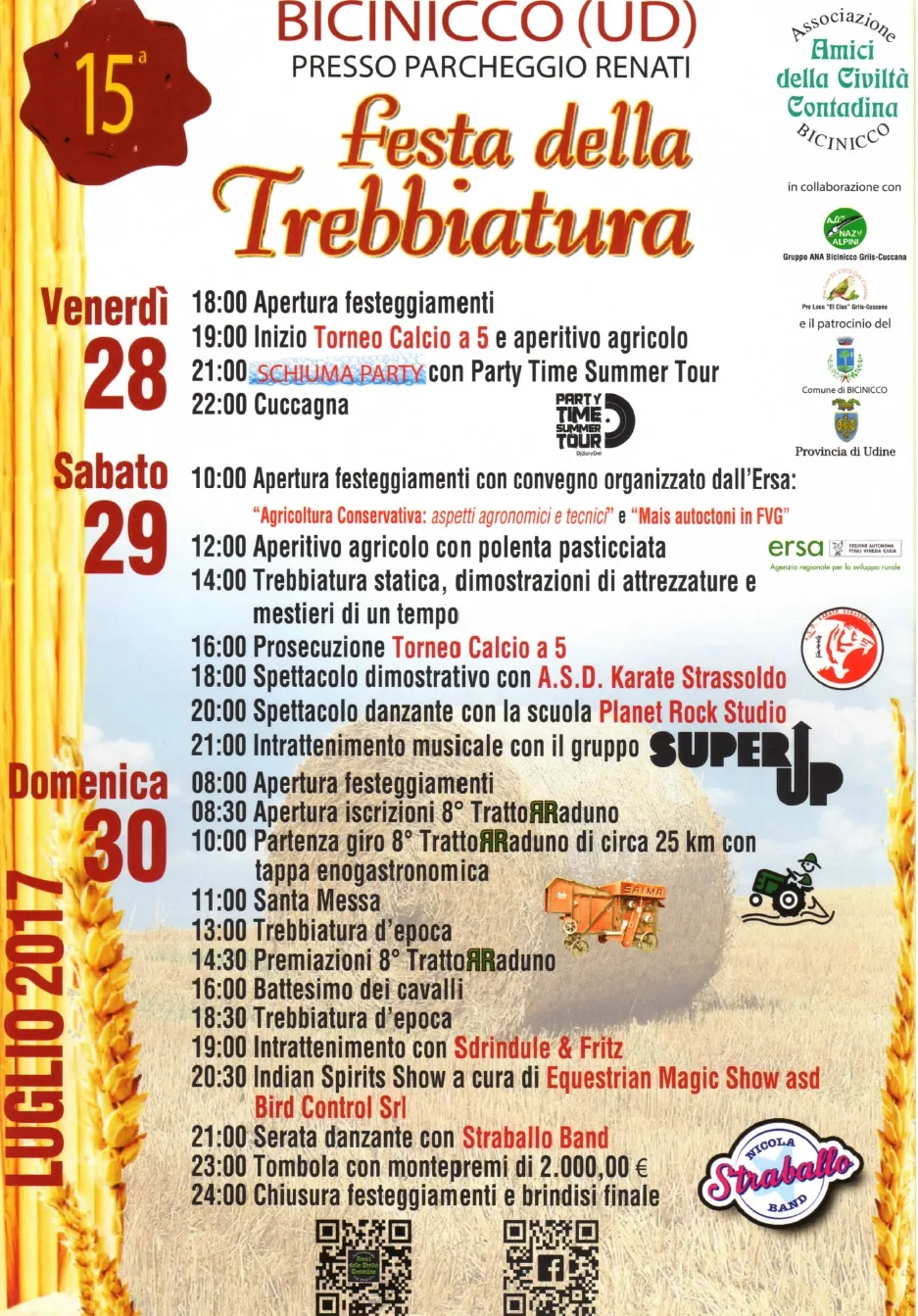 28 – 29 – 30 LUGLIO: FESTA DELLA TREBBIATURA 2017