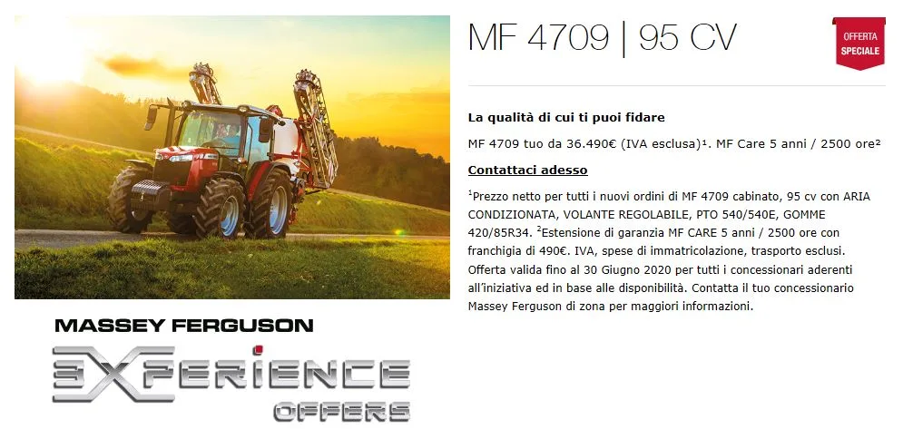 STREPITOSE OFFERTE MASSEY FERGUSON VALIDE FINO AL 30.06.2020