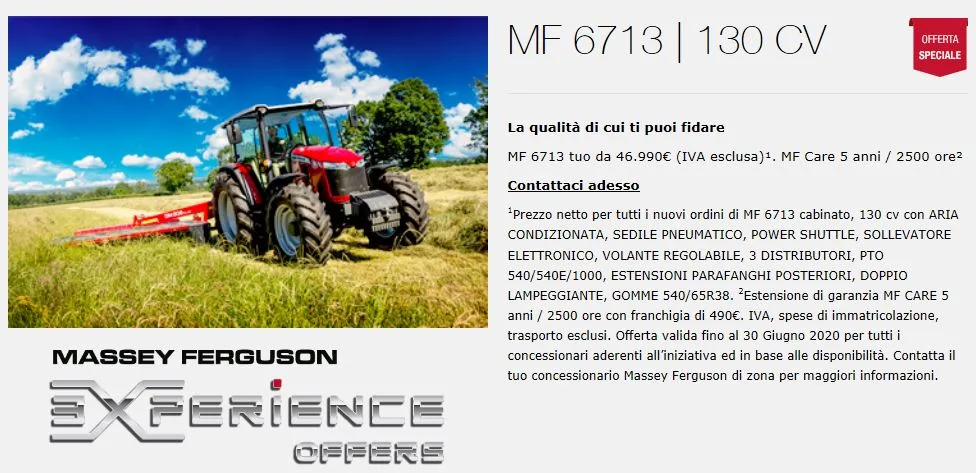 STREPITOSE OFFERTE MASSEY FERGUSON VALIDE FINO AL 30.06.2020